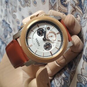 Fossil Machine Chronograph Men’s Watch – Cognac Leather Strap